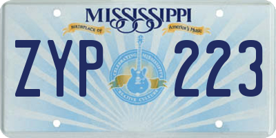 MS license plate ZYP223