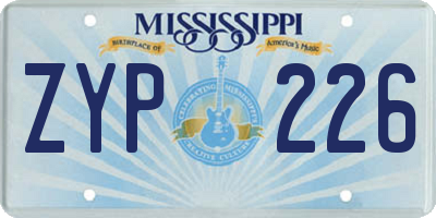 MS license plate ZYP226