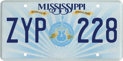 MS license plate ZYP228