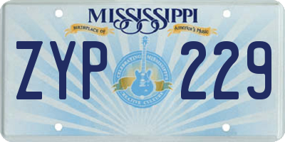 MS license plate ZYP229
