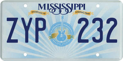 MS license plate ZYP232