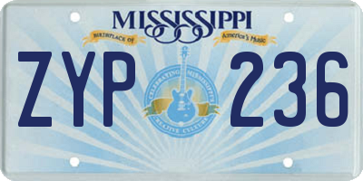 MS license plate ZYP236