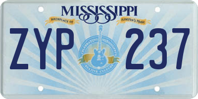 MS license plate ZYP237