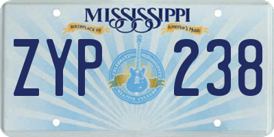 MS license plate ZYP238