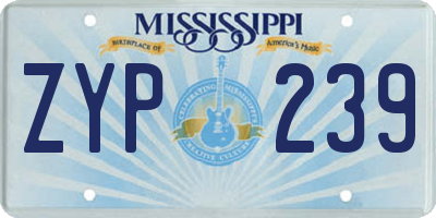 MS license plate ZYP239
