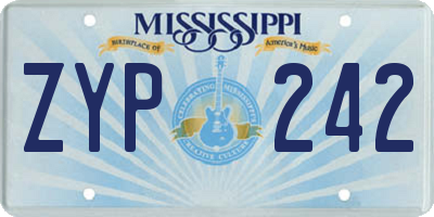 MS license plate ZYP242