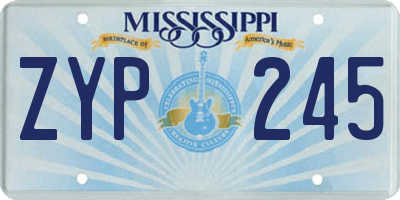 MS license plate ZYP245