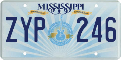 MS license plate ZYP246