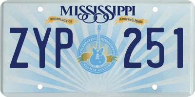 MS license plate ZYP251