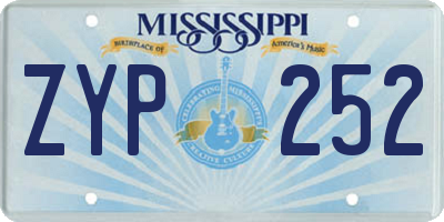 MS license plate ZYP252