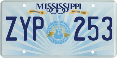 MS license plate ZYP253