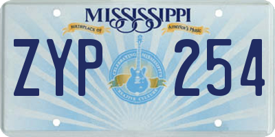MS license plate ZYP254