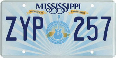MS license plate ZYP257