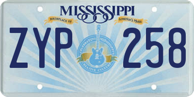 MS license plate ZYP258