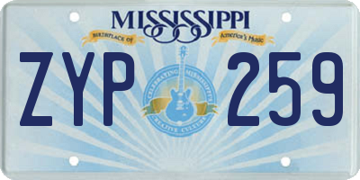 MS license plate ZYP259