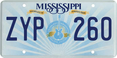 MS license plate ZYP260