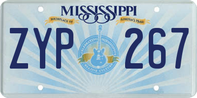 MS license plate ZYP267