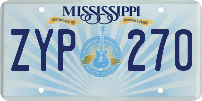 MS license plate ZYP270