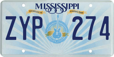 MS license plate ZYP274