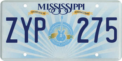 MS license plate ZYP275