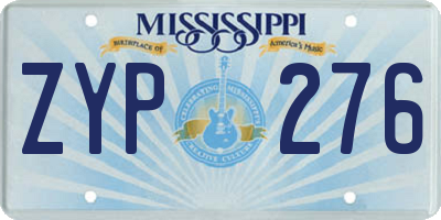 MS license plate ZYP276