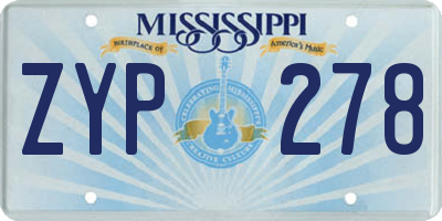 MS license plate ZYP278