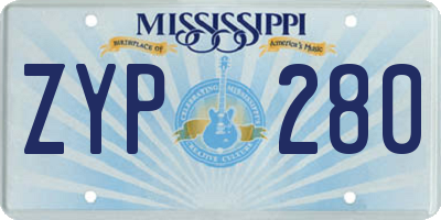 MS license plate ZYP280