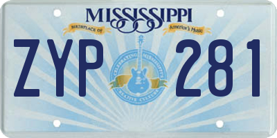 MS license plate ZYP281