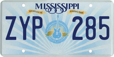 MS license plate ZYP285