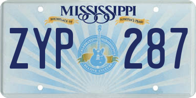 MS license plate ZYP287