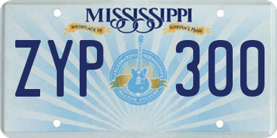 MS license plate ZYP300