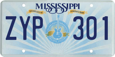 MS license plate ZYP301