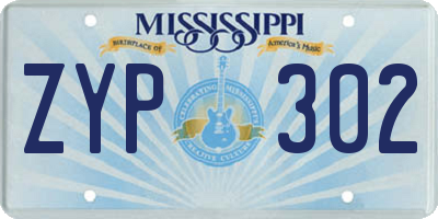 MS license plate ZYP302