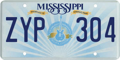 MS license plate ZYP304