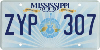 MS license plate ZYP307