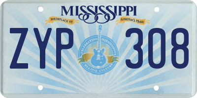 MS license plate ZYP308