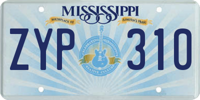 MS license plate ZYP310