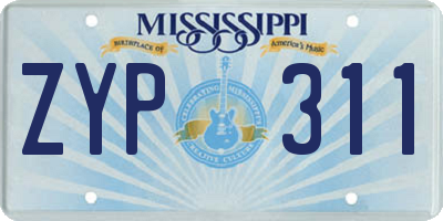 MS license plate ZYP311