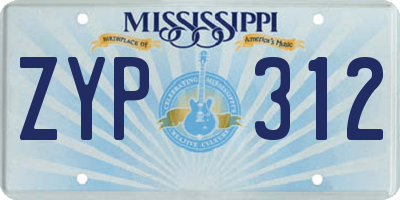 MS license plate ZYP312