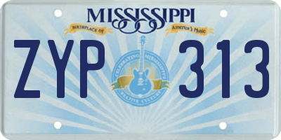 MS license plate ZYP313