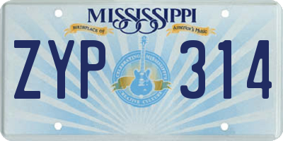 MS license plate ZYP314