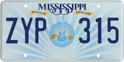 MS license plate ZYP315