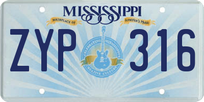 MS license plate ZYP316