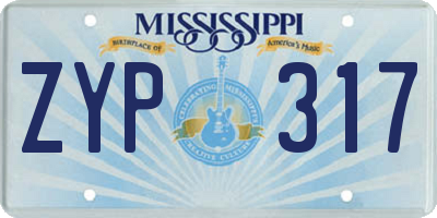 MS license plate ZYP317