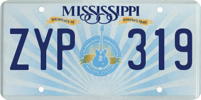 MS license plate ZYP319