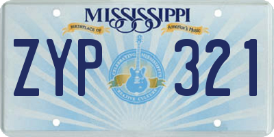 MS license plate ZYP321