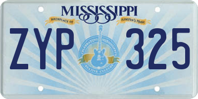 MS license plate ZYP325