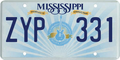 MS license plate ZYP331
