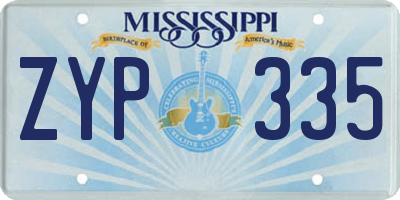 MS license plate ZYP335
