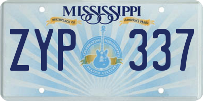 MS license plate ZYP337